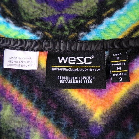 WESC Chevron Pattern Pullover Fleece Quarter Zip Sweatshirt Women M Men S #438 - Picture 5 of 10